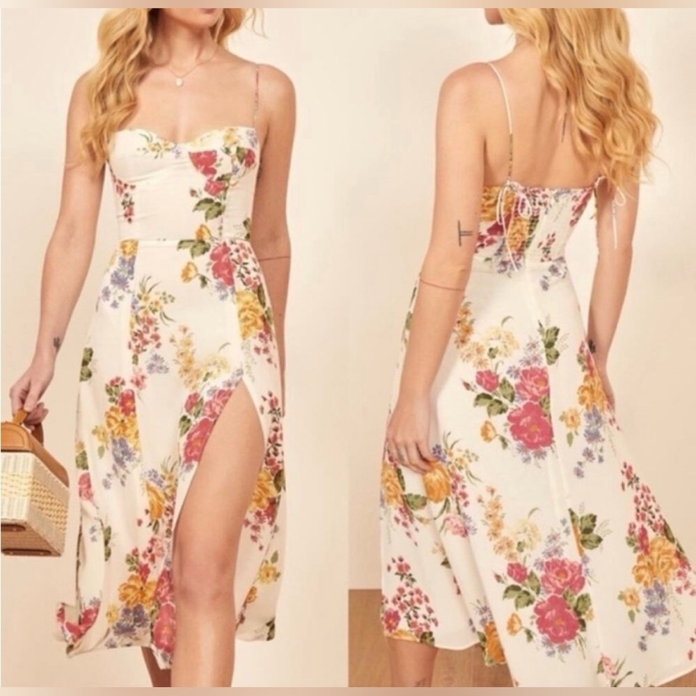 Reformation Juliette Midi Floral Print Dress